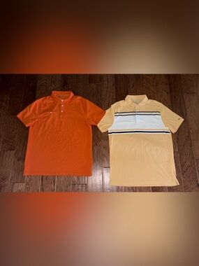 Lot of 2 Nike Dri-Fit Player Striped Golf Polo’s Size Large